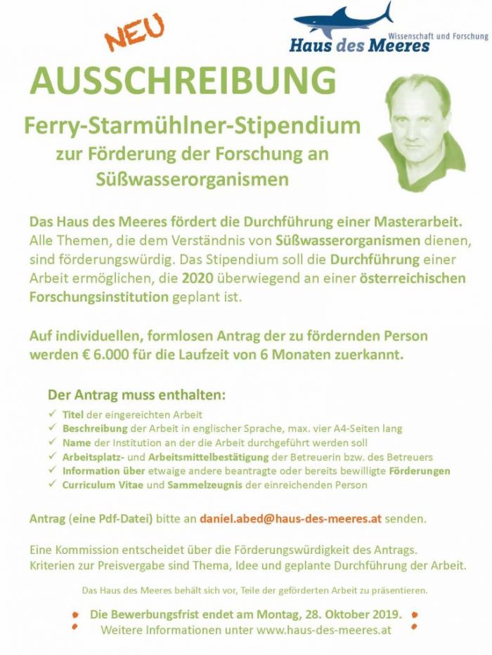 Ausschreibung Ferry-Starmühlner-Stipendium 2020 Ausschreibung Ferry-Starmühlner-Stipendium 2020