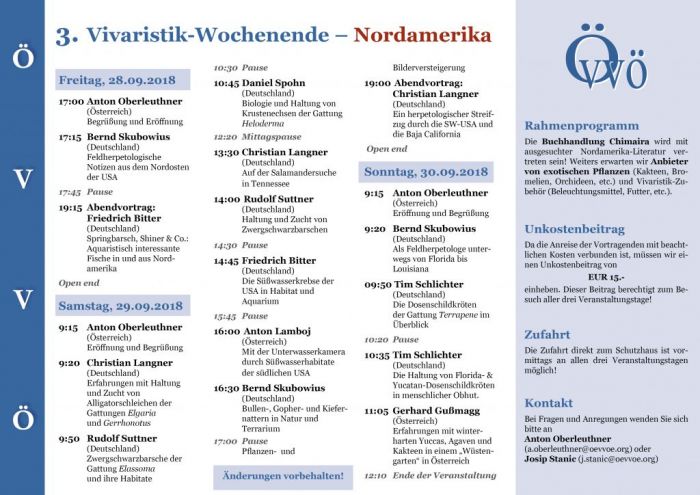 Folder 3. Vivaristik Wochenende Programm Folder 3. Vivaristik Wochenende Programm